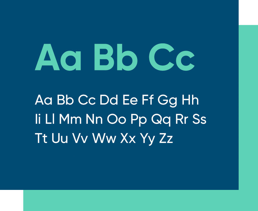 Alphabet avec la typographie de la charte graphique du guide télétravail 